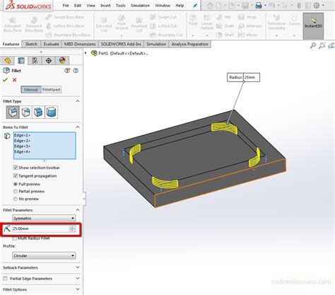 Image result for Fillet SolidWorks