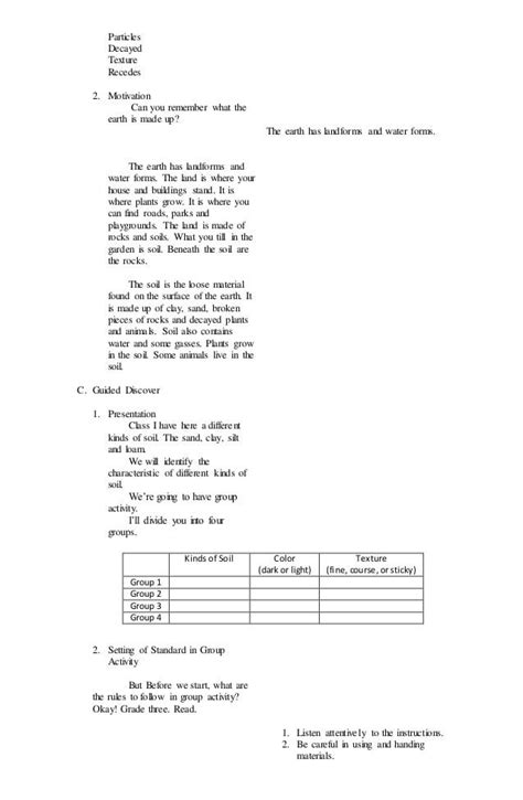 Toradh íomhá ar Detailed Lesson Plan Types of Soil