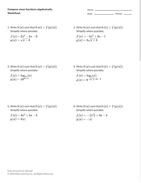 Image result for PDF Worksheet for Inverse Math