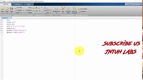 Toradh íomhá ar Unit Impulse Function Matlab Code