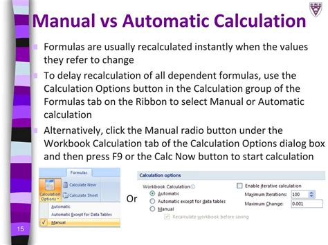 Image result for Excel-Formula Manual vs Automatic Calculation