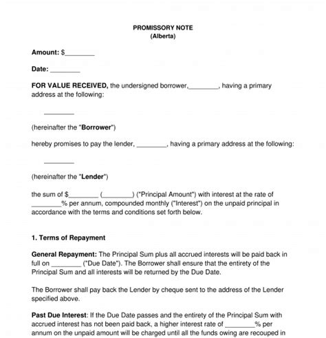Image result for Fillable Promissory Note Template