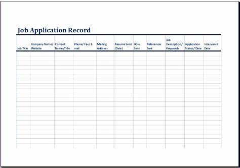 Toradh íomhá ar Job Application Spreadsheet Example