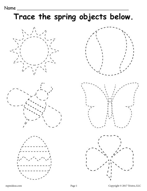 Toradh íomhá ar Spring Line Tracing Worksheets