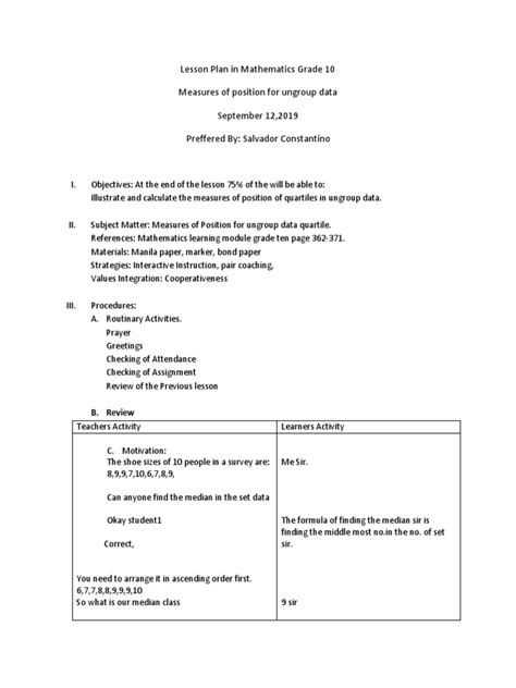 Image result for Math 10 Lesson Plan