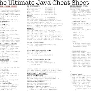 Image result for Java Array Cheat Sheet