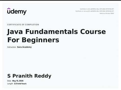 Toradh íomhá ar Java Core Certifucate Udemy Course