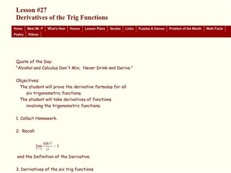 Image result for Deivative of a Function Lesson Plan