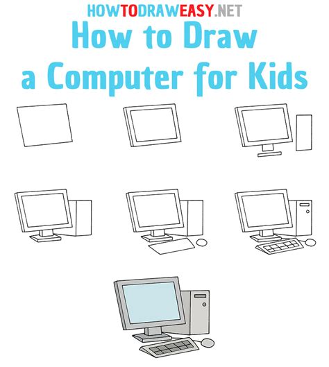 How to Draw a Computer for Kids - How to Draw Easy