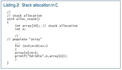 Image result for Stack Allocated Array in C
