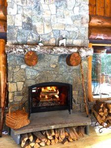 Image result for Off-Grid Fireplace in Log Cabin