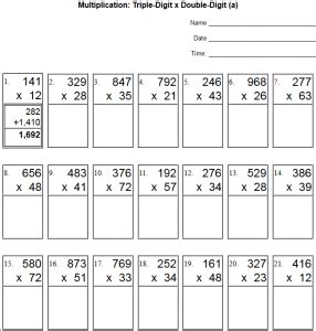 Double-Digit Multiplication Worksheets Middle School に対する画像結果