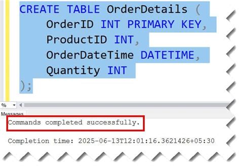 Toradh íomhá ar Insert into in SQL with Datdate
