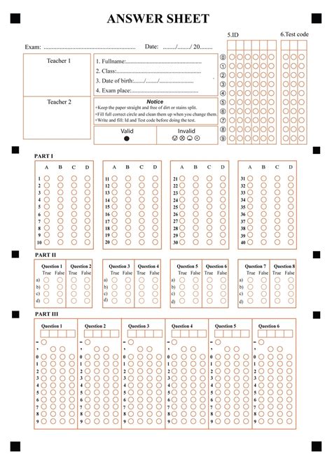 Image result for Test Answer Sheet with Line PDF