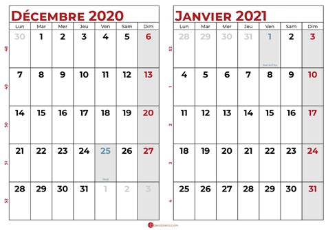 Image result for Calendrier Decembre Janvier