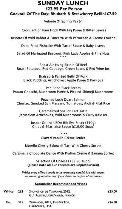 Chapter One Restaurant Menu に対する画像結果