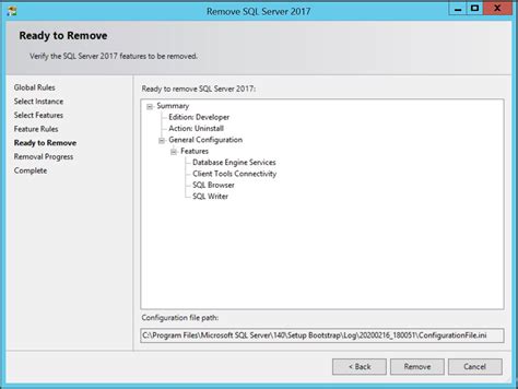 SQL Server Remove Instance に対する画像結果