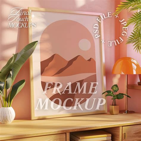 Mid Century Modern Frame Mockup PSD Smart Object Poster Mockup Interior ...