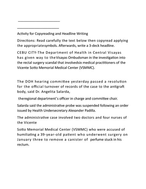 Toradh íomhá ar Example of Copy Reading