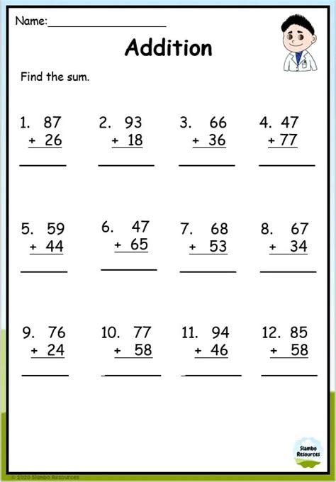 Image result for Add Worksheet Class 2
