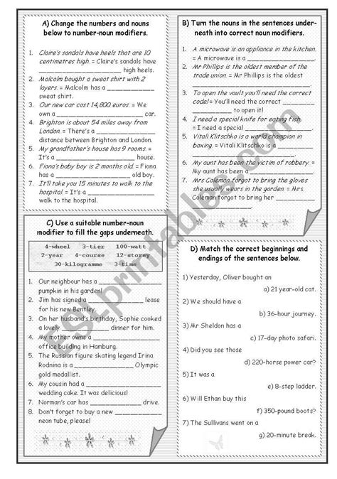 Image result for Modifying Nouns Worksheet