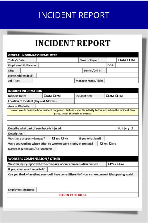 Image result for Workplace Incident Report Form