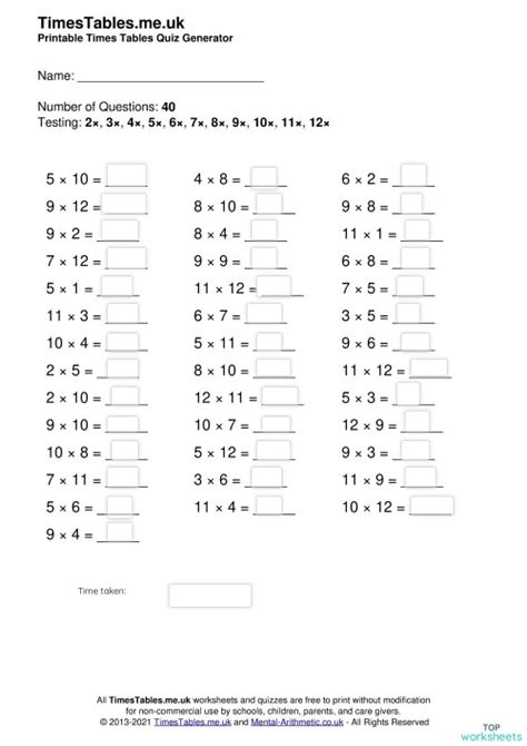 Times Table Test Worksheet に対する画像結果