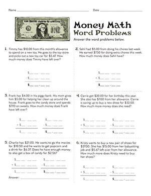 Image result for Money Management Math Problems