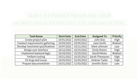 Image result for Task List in Table Form