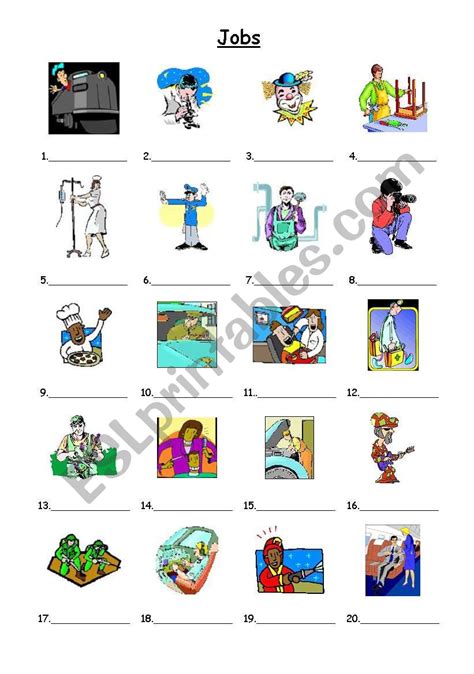 Image result for Jobs Matching Worksheet