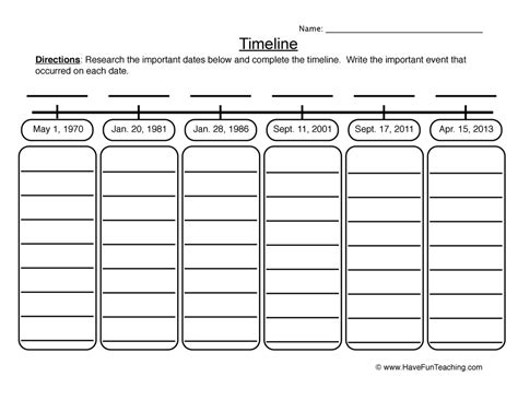 Image result for Timeline Worksheet