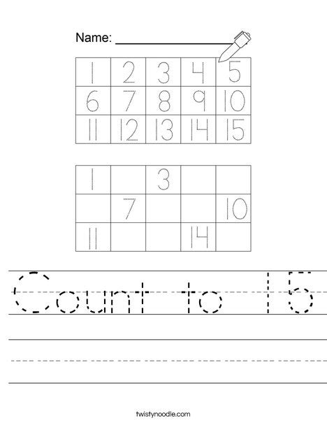 Image result for Count to 15 Worksheet