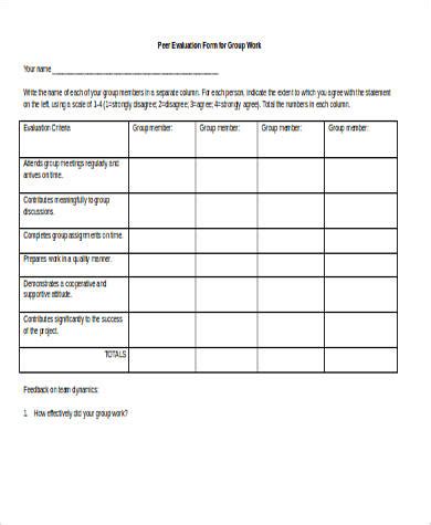 Image result for Peer Evaluation Form Sample