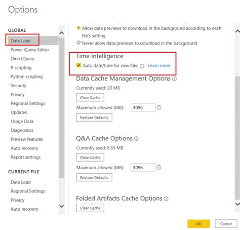 Toradh íomhá ar Enable Auto Date Time in Power Bi Template