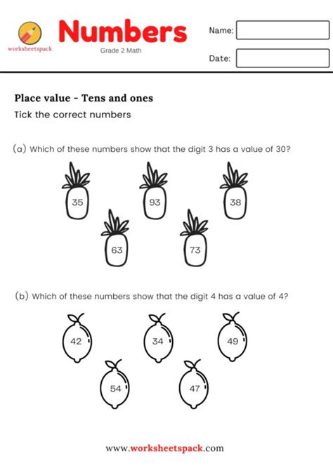 Place Value 2-Digit Numbers Worksheets に対する画像結果