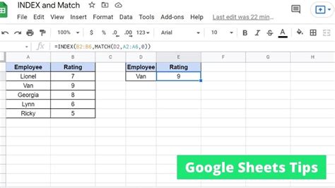 Image result for INDEX/MATCH Google Sheets