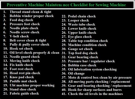 Toradh íomhá ar Sweng Machine Maintenance Checklist