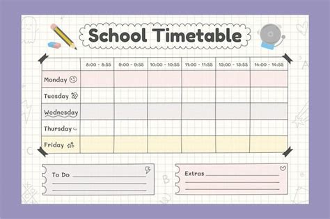Toradh íomhá ar Printable Timetable with Notes Section