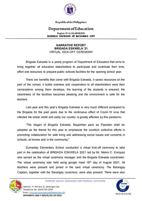 Image result for Narrative Report About Intramural Example