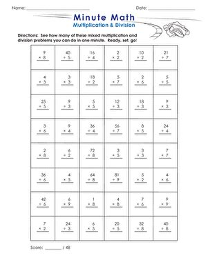 Image result for Minute Math Multiplication Worksheets