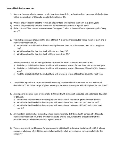 Image result for Normal Distribution Excersises