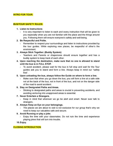 Afbeeldingsresultaten voor Tour Script Sample