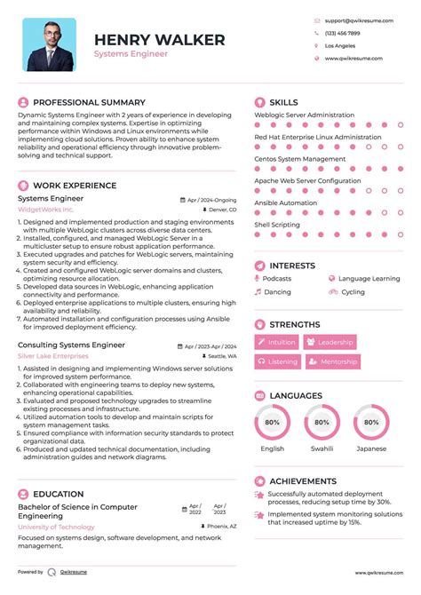 Image result for Control System Engineer Resume