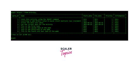 Toradh íomhá ar MySQL Insert Multiple Rows