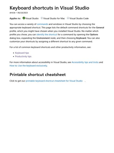 Visual Studio Keyboard Shortcuts Poster に対する画像結果