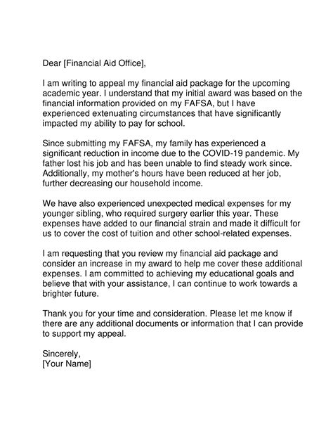 Toradh íomhá ar Appeal Letter for Financial Aid