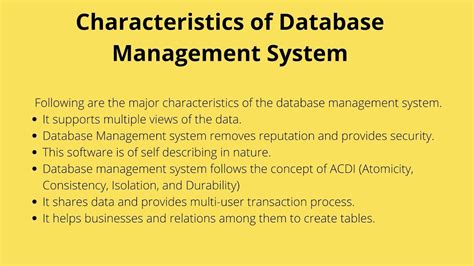 Toradh íomhá ar Characteristics of Database Management System