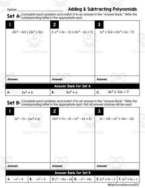 Image result for Addition of Polynomials Worksheet