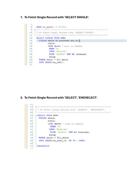 Toradh íomhá ar Sort ABAP Syntax