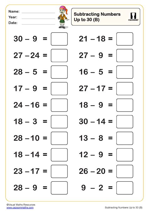 Toradh íomhá ar Subtracting 3-Digit Numbers Worksheet
